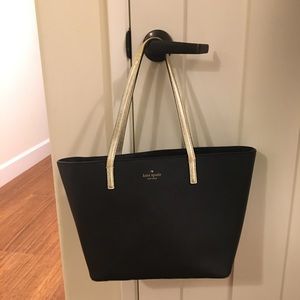 Kate Spade Black Tote w Gold Strap